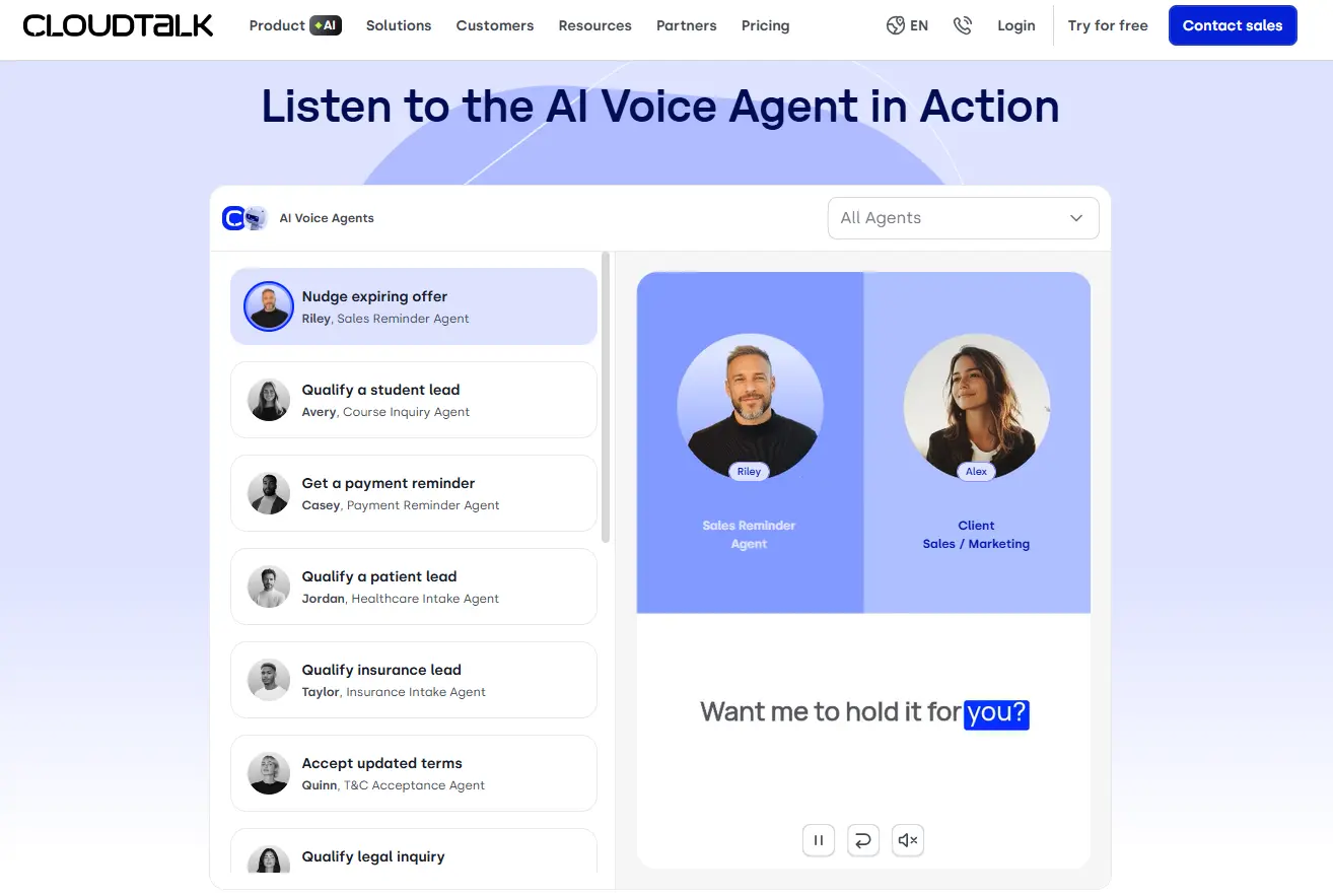 cloudtalk AI voice agent